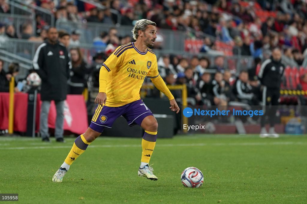 Antoine Griezman #07 of Orlando City SC drives the ball forward during the Major League Soccer Match between Toronto FC and Orlando City SC at BMO Field Stadium. on October 14, 2026 in Toronto, Canada. (Photo by Leonardo Ramirez/ Eyepix Group) (Photo by Leonardo Ramirez / Eyepix Group/Eyepix via Nexpher Images)