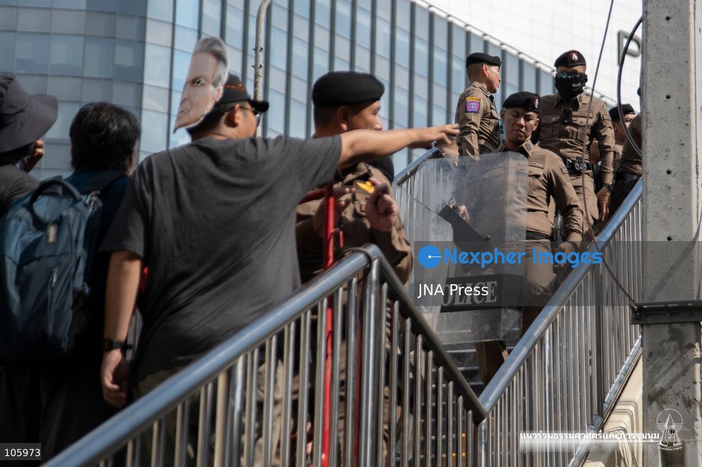 BANGKOK, THAILAND, OCTOBER 15, 2026: Civil society activists march in Bangkok to protest against the World Bank and the International Monetary Fund during their 2026 Annual Meetings. Demonstrators carry banners and signs opposing the institutions as organisers seek police permission to demonstrate outside the Queen Sirikit National Convention Center. Photo by Panawat Seangsotg / JNA Press. (Photo by Panawat Seangsotg/JNA Press via Nexpher Images)