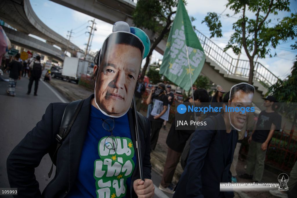 BANGKOK, THAILAND, OCTOBER 15, 2026: Civil society activists march in Bangkok to protest against the World Bank and the International Monetary Fund during their 2026 Annual Meetings. Demonstrators carry banners and signs opposing the institutions as organisers seek police permission to demonstrate outside the Queen Sirikit National Convention Center. Photo by Panawat Seangsotg / JNA Press. (Photo by Panawat Seangsotg/JNA Press via Nexpher Images)