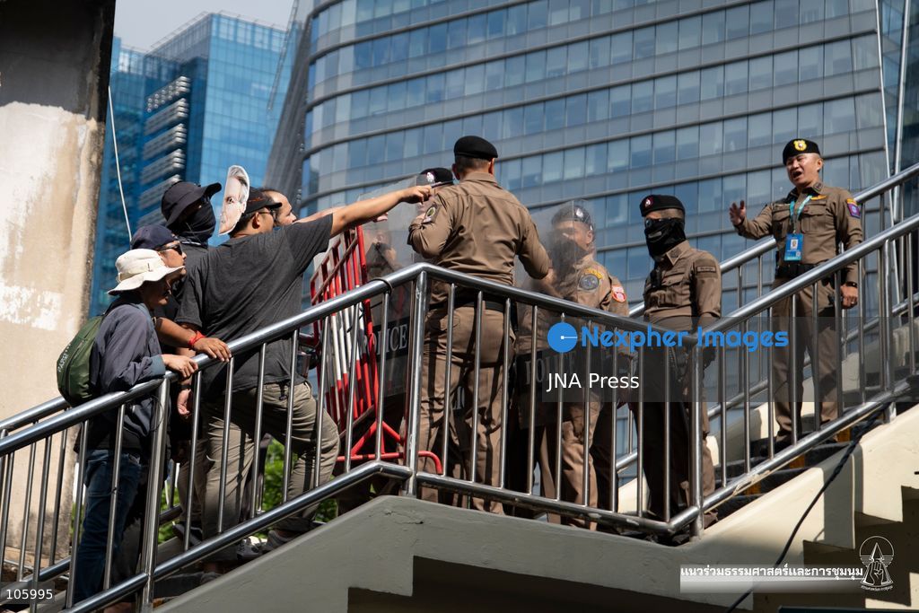 BANGKOK, THAILAND, OCTOBER 15, 2026: Civil society activists march in Bangkok to protest against the World Bank and the International Monetary Fund during their 2026 Annual Meetings. Demonstrators carry banners and signs opposing the institutions as organisers seek police permission to demonstrate outside the Queen Sirikit National Convention Center. Photo by Panawat Seangsotg / JNA Press. (Photo by Panawat Seangsotg/JNA Press via Nexpher Images)