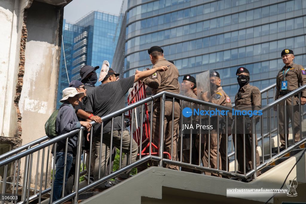 BANGKOK, THAILAND, OCTOBER 15, 2026: Civil society activists march in Bangkok to protest against the World Bank and the International Monetary Fund during their 2026 Annual Meetings. Demonstrators carry banners and signs opposing the institutions as organisers seek police permission to demonstrate outside the Queen Sirikit National Convention Center. Photo by Panawat Seangsotg / JNA Press. (Photo by Panawat Seangsotg/JNA Press via Nexpher Images)