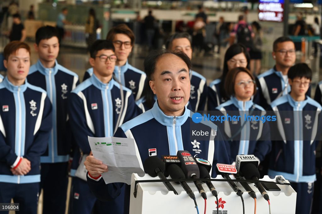 Luk Tze Chung , Vice President of the China Hong Kong Paralympic Committee / Chef de Mission of the Hong Kong, China Delegation to The 5th Asian Para Games, meeting media before flying to Nagoya to begin their final preparations on October 15, 2026 in Hong Kong.