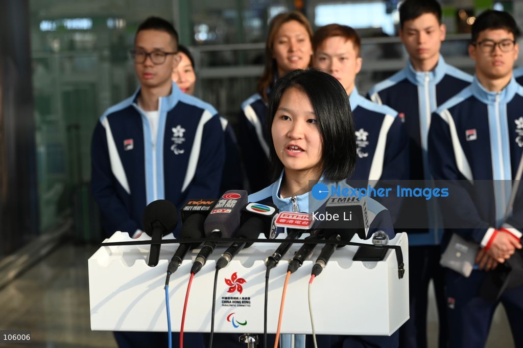 Wong Wing Hei, a Hong Kong Team player of The 5th Asian Para Games, meeting media before flying to Nagoya to begin their final preparations on October 15, 2026 in Hong Kong.