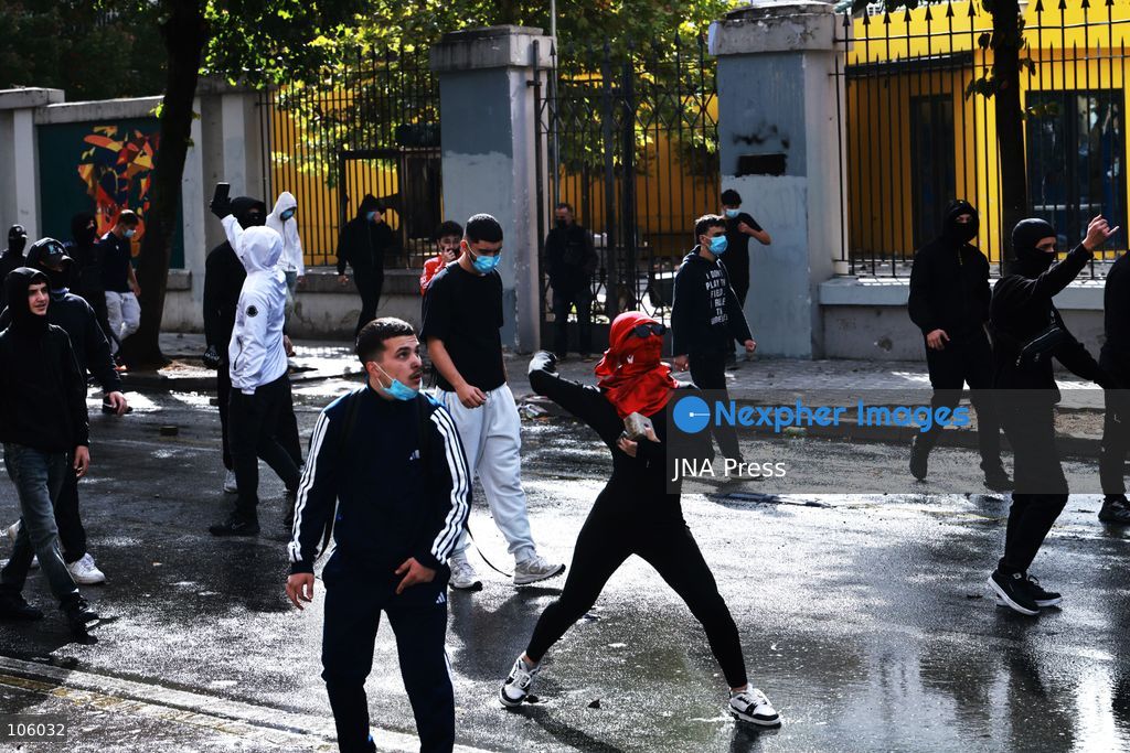 TIRANA, ALBANIA, OCTOBER 15, 2026: Students and other demonstrators take part in continuing anti-government protests in Tirana, demanding improved university conditions and the resignation of Prime Minister Edi Rama. Protesters clash with riot police as the unrest continues for a third consecutive day. Photo by Vlasov Sulaj / JNA Press. (Photo by Vlasov Sulaj/JNA Press via Nexpher Images)