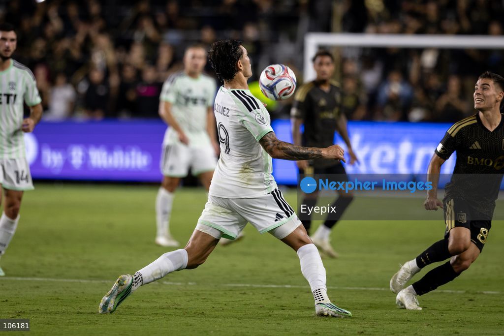 Jon Gallagher #9 of Austin FC controls the ball during the matchday 30 of Major League Soccer between Los Angeles Football Club and Austin FC at BMO Stadium on October 14, 2026 in Los Angeles, California. (Photo by Arturo Cordero / Eyepix Group) (Photo by Arturo Cordero / Eyepix Group/Eyepix via Nexpher Images)