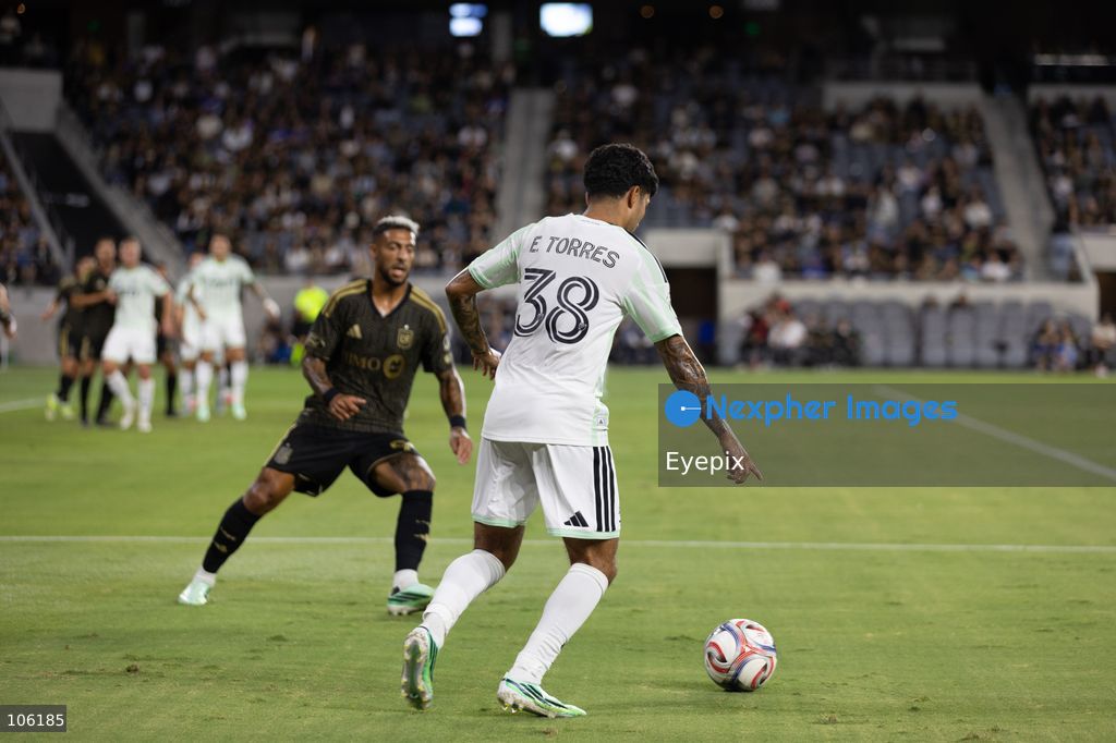 Ervin Torres #38 of Austin FC controls the ball during the matchday 30 of Major League Soccer between Los Angeles Football Club and Austin FC at BMO Stadium on October 14, 2026 in Los Angeles, California. (Photo by Arturo Cordero / Eyepix Group) (Photo by Arturo Cordero / Eyepix Group/Eyepix via Nexpher Images)