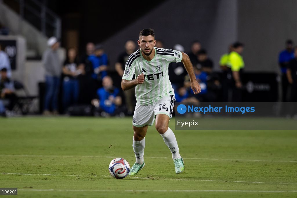 Besard Sabovic #14 of Austin FC runs with the ball during the matchday 30 of Major League Soccer between Los Angeles Football Club and Austin FC at BMO Stadium on October 14, 2026 in Los Angeles, California. (Photo by Arturo Cordero / Eyepix Group) (Photo by Arturo Cordero / Eyepix Group/Eyepix via Nexpher Images)