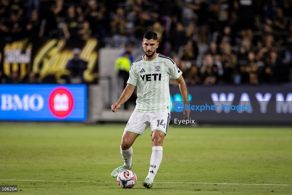 Besard Sabovic #14 of Austin FC runs with the ball during the matchday 30 of Major League Soccer between Los Angeles Football Club and Austin FC at BMO Stadium on October 14, 2026 in Los Angeles, California. (Photo by Arturo Cordero / Eyepix Group) (Photo by Arturo Cordero / Eyepix Group/Eyepix via Nexpher Images)