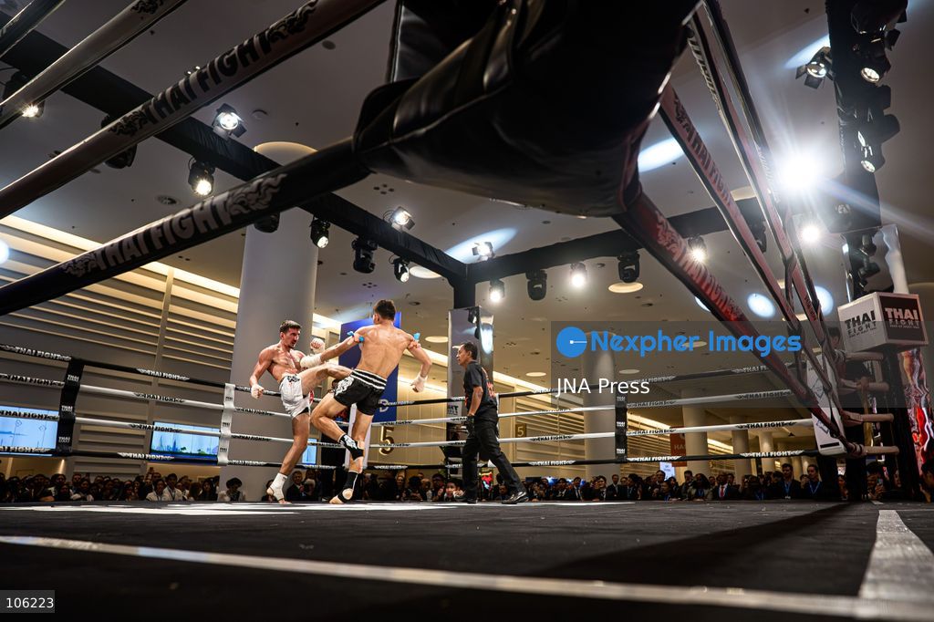 BANGKOK, THAILAND - OCTOBER 15, 2026: Muay Thai fighters compete in live boxing bouts during a THAI FIGHT showcase at the Queen Sirikit National Convention Center (QSNCC) in Bangkok, as part of the 2026 Annual Meetings of the International Monetary Fund (IMF) and the World Bank Group. The event features traditional Thai martial arts as part of a cultural showcase aimed at promoting Thailand’s cultural heritage to an international audience. Photo by Watsawat Koktabtim / JNA Press. (Photo by Watsawat "James" Koktabtim/JNA Press via Nexpher Images)