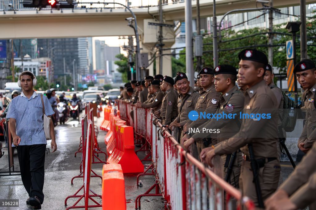 BANGKOK, THAILAND, OCTOBER 15, 2026: Members of the People’s Network Against the World Bank and IMF demonstrate at Rama IV intersection during the annual meetings of the International Monetary Fund and the World Bank Group at the Queen Sirikit National Convention Center. Demonstrators raise concerns over economic inequality, debt and the environmental impact of development policies. Protesters remain at the site during heavy rain as police maintain security around the gathering. Photo by Thanatchanont Jiraworathanakul / JNA Press (Photo by Thanatchanont Jiraworathanakul/JNA Press via Nexpher Images)