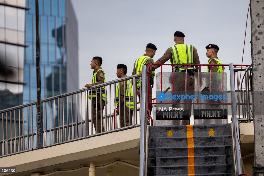 BANGKOK, THAILAND, OCTOBER 15, 2026: Members of the People’s Network Against the World Bank and IMF demonstrate at Rama IV intersection during the annual meetings of the International Monetary Fund and the World Bank Group at the Queen Sirikit National Convention Center. Demonstrators raise concerns over economic inequality, debt and the environmental impact of development policies. Protesters remain at the site during heavy rain as police maintain security around the gathering. Photo by Thanatchanont Jiraworathanakul / JNA Press (Photo by Thanatchanont Jiraworathanakul/JNA Press via Nexpher Images)