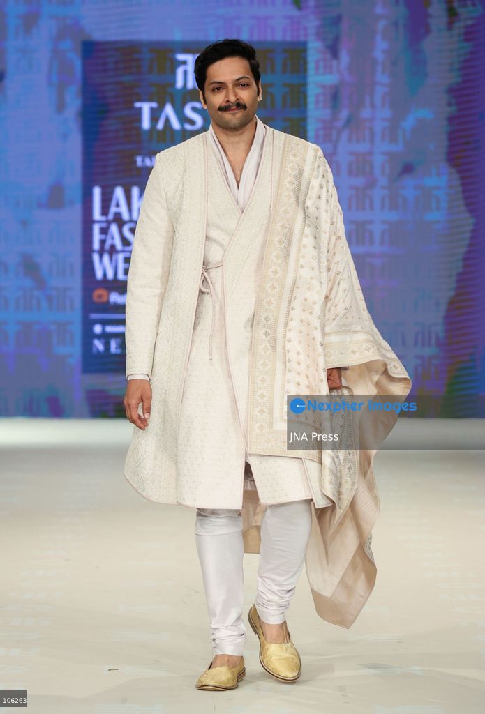NEW DELHI, INDIA, OCTOBER 15, 2026: Actor Ali Fazal showcases an outfit by designer Tarun Tahiliani during Lakme Fashion Week in partnership with the Fashion Design Council of India (FDCI). Photo by Vishal Kapoor / JNA Press. (Photo by Vishal Kapoor/JNA Press via Nexpher Images)
