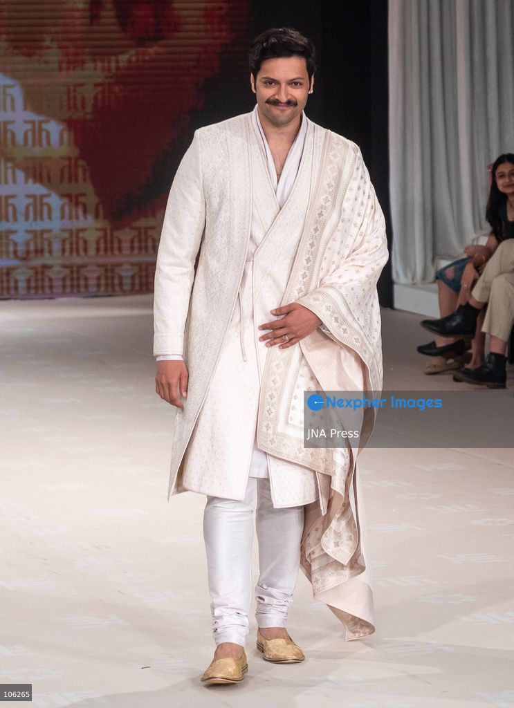 NEW DELHI, INDIA, OCTOBER 15, 2026: Actor Ali Fazal showcases an outfit by designer Tarun Tahiliani during Lakme Fashion Week in partnership with the Fashion Design Council of India (FDCI). Photo by Vishal Kapoor / JNA Press. (Photo by Vishal Kapoor/JNA Press via Nexpher Images)