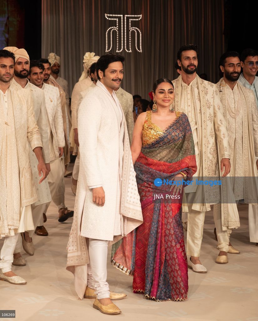 NEW DELHI, INDIA, OCTOBER 15, 2026: Actor Ali Fazal showcases an outfit by designer Tarun Tahiliani during Lakme Fashion Week in partnership with the Fashion Design Council of India (FDCI). Photo by Vishal Kapoor / JNA Press. (Photo by Vishal Kapoor/JNA Press via Nexpher Images)