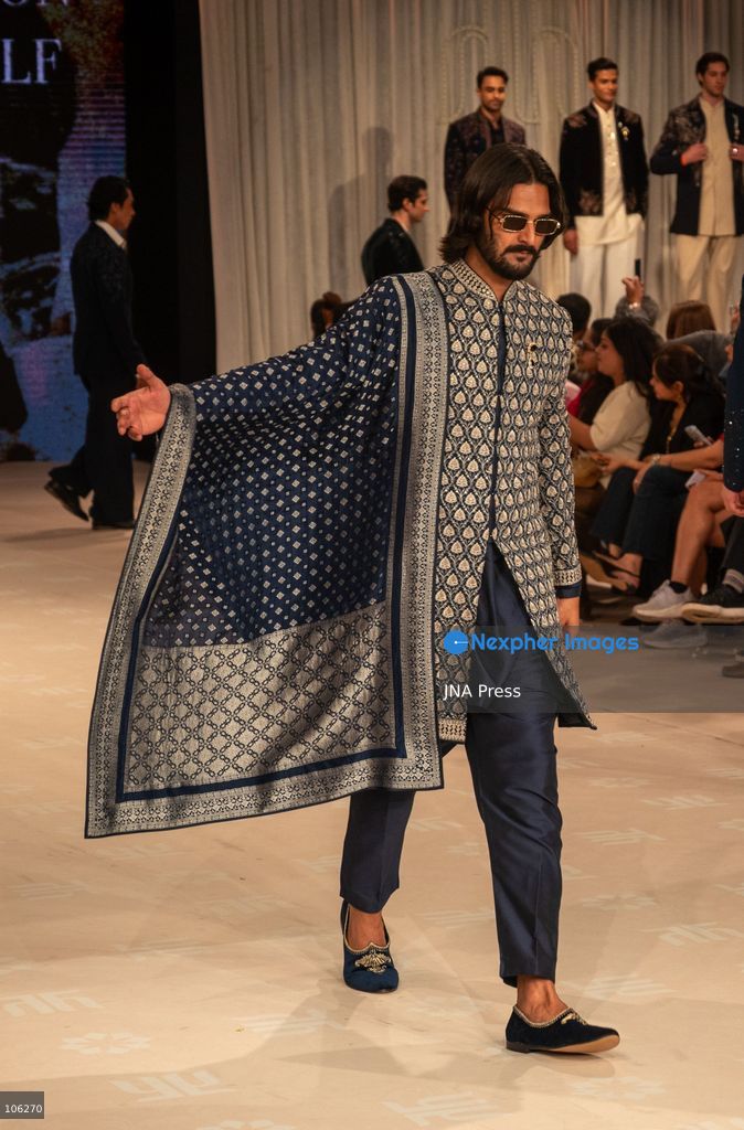 NEW DELHI, INDIA, OCTOBER 15, 2026: Actor Ali Fazal showcases an outfit by designer Tarun Tahiliani during Lakme Fashion Week in partnership with the Fashion Design Council of India (FDCI). Photo by Vishal Kapoor / JNA Press. (Photo by Vishal Kapoor/JNA Press via Nexpher Images)
