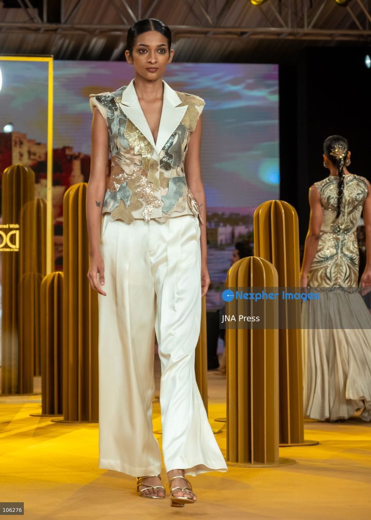 NEW DELHI, INDIA, OCTOBER 15, 2026: Models showcase creations by designer Samant Chauhan in collaboration with Jaisalmer Crafted Bar Collectibles during Lakme Fashion Week x FDCI at the Taj Palace in New Delhi. Photo by Vishal Kapoor / JNA Press. (Photo by Vishal Kapoor/JNA Press via Nexpher Images)