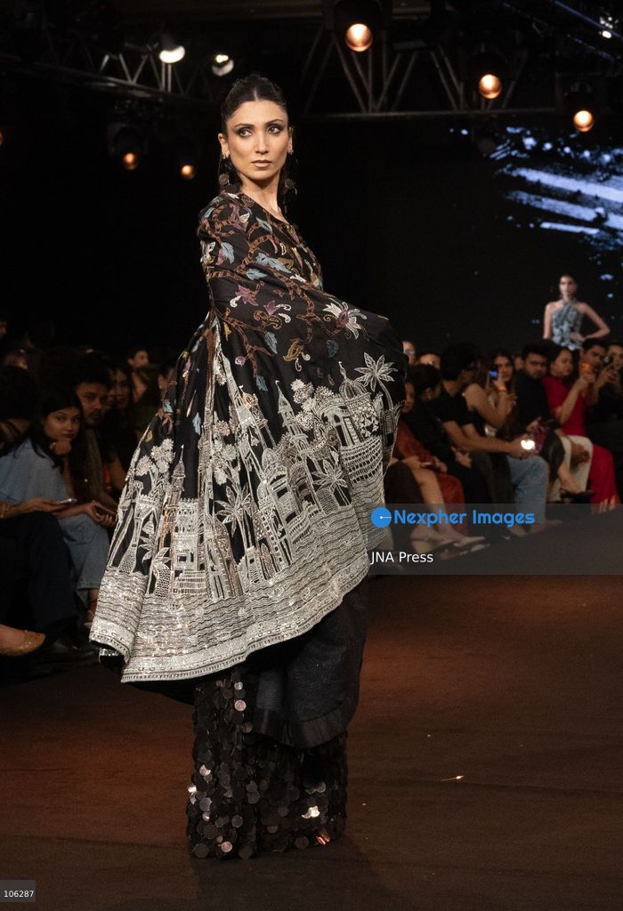 NEW DELHI, INDIA, OCTOBER 15, 2026: Models showcase creations from SV by designer Suneet Varma during Lakme Fashion Week in partnership with the Fashion Design Council of India (FDCI) at the Taj Palace in New Delhi. Photo by Vishal Kapoor / JNA Press. (Photo by Vishal Kapoor/JNA Press via Nexpher Images)