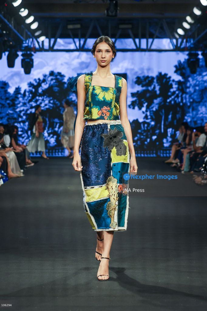 NEW DELHI, INDIA, OCTOBER 15, 2026: A model showcases a creation by Russian designer Sergey Sysoev during the FDCI x Moscow Fashion Week presentation at Lakme Fashion Week in New Delhi. Photo by Vishal Kapoor / JNA Press (Photo by Vishal Kapoor/JNA Press via Nexpher Images)