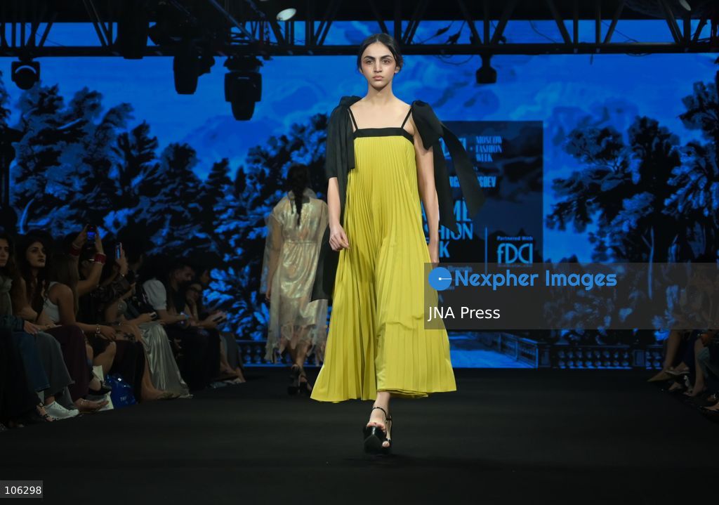 NEW DELHI, INDIA, OCTOBER 15, 2026: A model showcases a creation by Russian designer Sergey Sysoev during the FDCI x Moscow Fashion Week presentation at Lakme Fashion Week in New Delhi. Photo by Vishal Kapoor / JNA Press (Photo by Vishal Kapoor/JNA Press via Nexpher Images)