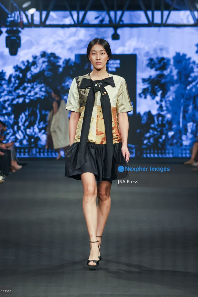 NEW DELHI, INDIA, OCTOBER 15, 2026: A model showcases a creation by Russian designer Sergey Sysoev during the FDCI x Moscow Fashion Week presentation at Lakme Fashion Week in New Delhi. Photo by Vishal Kapoor / JNA Press (Photo by Vishal Kapoor/JNA Press via Nexpher Images)