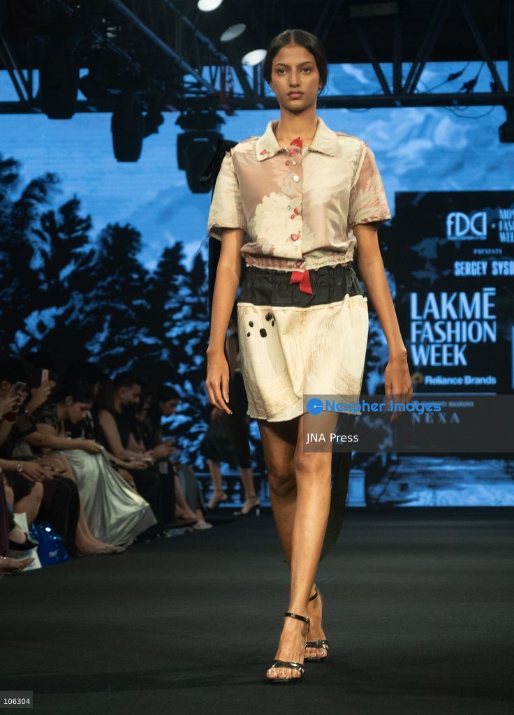 NEW DELHI, INDIA, OCTOBER 15, 2026: A model showcases a creation by Russian designer Sergey Sysoev during the FDCI x Moscow Fashion Week presentation at Lakme Fashion Week in New Delhi. Photo by Vishal Kapoor / JNA Press (Photo by Vishal Kapoor/JNA Press via Nexpher Images)