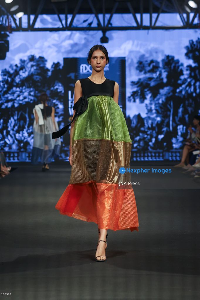 NEW DELHI, INDIA, OCTOBER 15, 2026: A model showcases a creation by Russian designer Sergey Sysoev during the FDCI x Moscow Fashion Week presentation at Lakme Fashion Week in New Delhi. Photo by Vishal Kapoor / JNA Press (Photo by Vishal Kapoor/JNA Press via Nexpher Images)