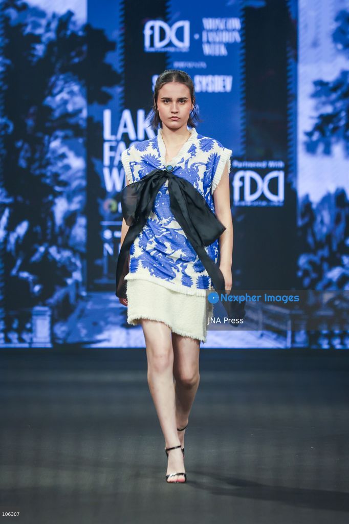 NEW DELHI, INDIA, OCTOBER 15, 2026: A model showcases a creation by Russian designer Sergey Sysoev during the FDCI x Moscow Fashion Week presentation at Lakme Fashion Week in New Delhi. Photo by Vishal Kapoor / JNA Press (Photo by Vishal Kapoor/JNA Press via Nexpher Images)