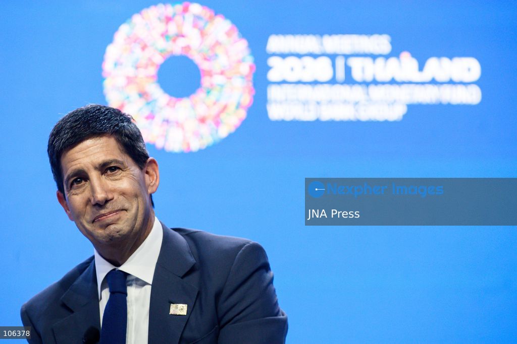 BANGKOK, THAILAND, OCTOBER 16, 2026: U.S. Federal Reserve Chair Kevin Warsh speaks during a fireside chat with International Monetary Fund (IMF) Managing Director Kristalina Georgieva at the Queen Sirikit National Convention Center (QSNCC) in Bangkok during the 2026 Annual Meetings of the IMF and the World Bank Group. The discussion focuses on the forces reshaping the global economy. Photo by Watsawat Koktabtim / JNA Press (Photo by Watsawat "James" Koktabtim/JNA Press via Nexpher Images)