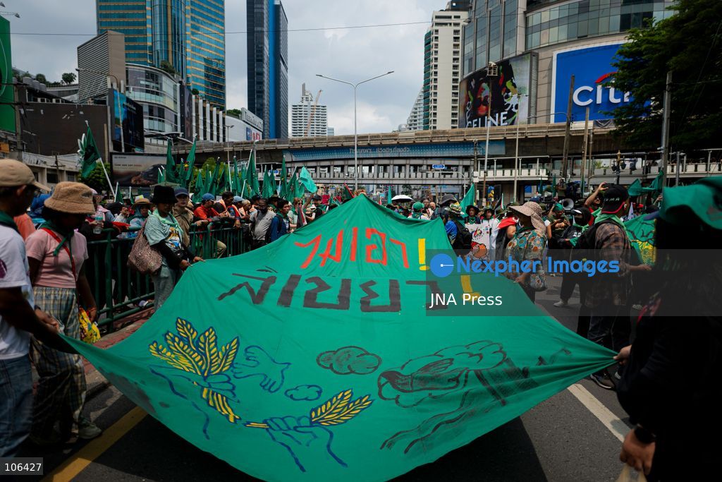 BANGKOK, THAILAND, OCTOBER 16, 2026: Members of Thailand’s Assembly of the Poor and allied community networks demonstrate during the annual meetings of the International Monetary Fund (IMF) and the World Bank Group. Protesters march towards the Queen Sirikit National Convention Center, calling for debt relief, greater public oversight of government borrowing and more public participation in economic policymaking. Photo by Captain Jirathummanuwat / JNA Press. (Photo by Captain Jirathummanuwat/JNA Press via Nexpher Images)