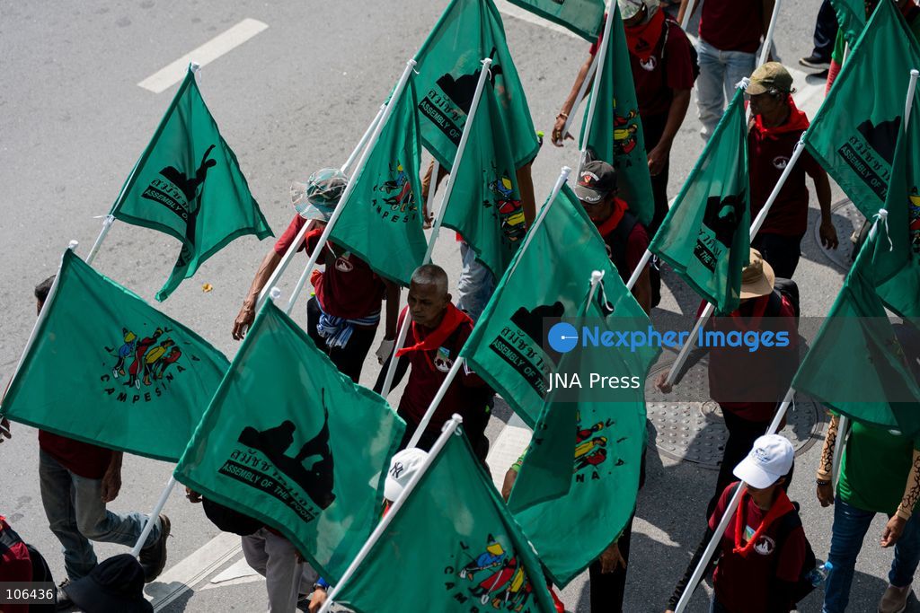 BANGKOK, THAILAND, OCTOBER 16, 2026: Members of Thailand’s Assembly of the Poor and allied community networks demonstrate during the annual meetings of the International Monetary Fund (IMF) and the World Bank Group. Protesters march towards the Queen Sirikit National Convention Center, calling for debt relief, greater public oversight of government borrowing and more public participation in economic policymaking. Photo by Captain Jirathummanuwat / JNA Press. (Photo by Captain Jirathummanuwat/JNA Press via Nexpher Images)