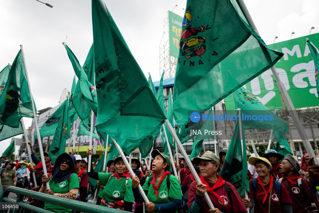 BANGKOK, THAILAND, OCTOBER 16, 2026: Members of Thailand’s Assembly of the Poor and allied community networks demonstrate during the annual meetings of the International Monetary Fund (IMF) and the World Bank Group. Protesters march towards the Queen Sirikit National Convention Center, calling for debt relief, greater public oversight of government borrowing and more public participation in economic policymaking. Photo by Captain Jirathummanuwat / JNA Press. (Photo by Captain Jirathummanuwat/JNA Press via Nexpher Images)