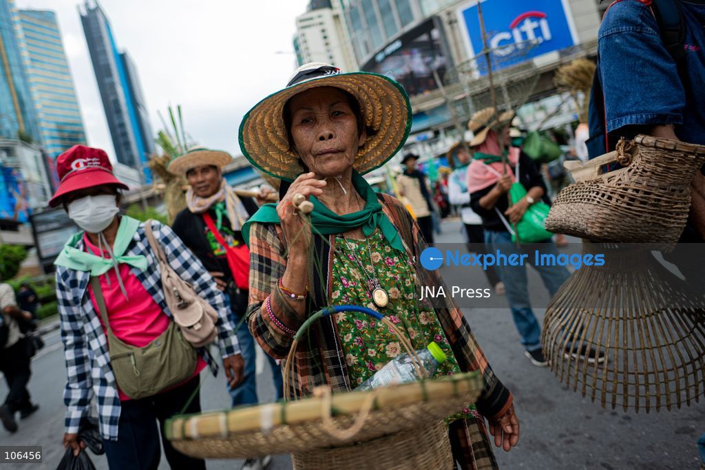 BANGKOK, THAILAND, OCTOBER 16, 2026: Members of Thailand’s Assembly of the Poor and allied community networks demonstrate during the annual meetings of the International Monetary Fund (IMF) and the World Bank Group. Protesters march towards the Queen Sirikit National Convention Center, calling for debt relief, greater public oversight of government borrowing and more public participation in economic policymaking. Photo by Captain Jirathummanuwat / JNA Press. (Photo by Captain Jirathummanuwat/JNA Press via Nexpher Images)