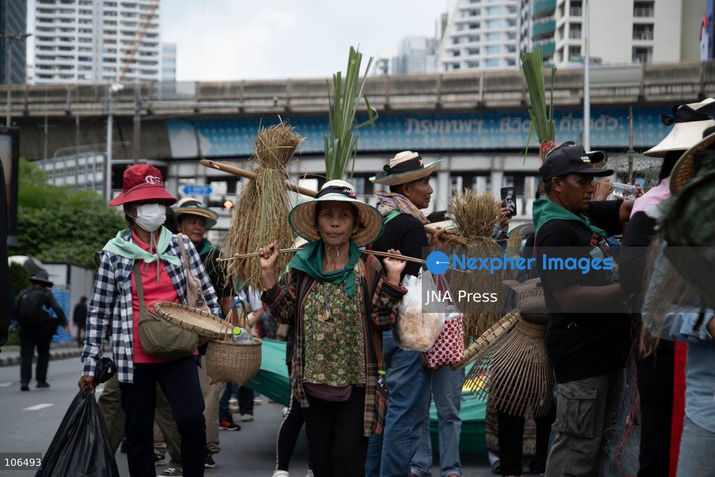 BANGKOK, THAILAND, OCTOBER 16, 2026: Members of the Assembly of the Poor and allied networks march towards the Queen Sirikit National Convention Center during the annual meetings of the International Monetary Fund (IMF) and the World Bank Group. Demonstrators call for debt relief, food sovereignty and greater public participation in economic policymaking. Photo by Panawat Seangsotg / JNA Press. (Photo by Panawat Seangsotg/JNA Press via Nexpher Images)