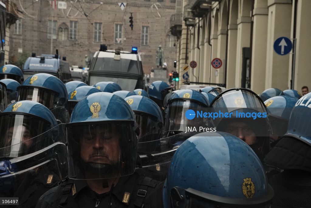 TURIN, ITALY, OCTOBER 16, 2026: Students demonstrate against deteriorating school buildings, insufficient education funding and job insecurity, calling for greater investment in education rather than military spending. Clashes break out in Piazza Castello, where police use water cannons and charge demonstrators. Earlier along the route, teachers link arms between students and police to prevent confrontation. Photo by Julian Nelaj / JNA Press. (Photo by Julian Nelaj/JNA Press via Nexpher Images)