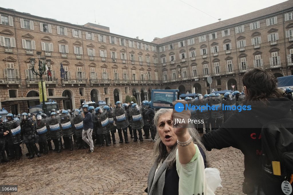 TURIN, ITALY, OCTOBER 16, 2026: Students demonstrate against deteriorating school buildings, insufficient education funding and job insecurity, calling for greater investment in education rather than military spending. Clashes break out in Piazza Castello, where police use water cannons and charge demonstrators. Earlier along the route, teachers link arms between students and police to prevent confrontation. Photo by Julian Nelaj / JNA Press. (Photo by Julian Nelaj/JNA Press via Nexpher Images)