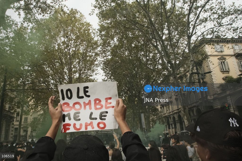 TURIN, ITALY, OCTOBER 16, 2026: Students demonstrate against deteriorating school buildings, insufficient education funding and job insecurity, calling for greater investment in education rather than military spending. Clashes break out in Piazza Castello, where police use water cannons and charge demonstrators. Earlier along the route, teachers link arms between students and police to prevent confrontation. Photo by Julian Nelaj / JNA Press. (Photo by Julian Nelaj/JNA Press via Nexpher Images)