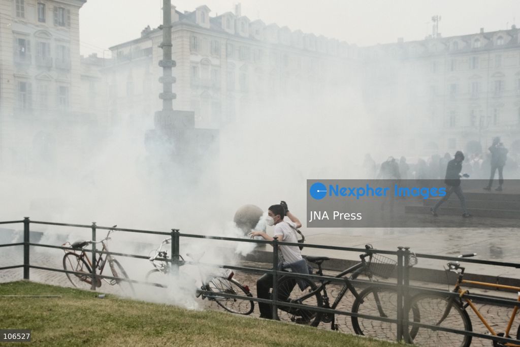 TURIN, ITALY, OCTOBER 16, 2026: Students demonstrate against deteriorating school buildings, insufficient education funding and job insecurity, calling for greater investment in education rather than military spending. Clashes break out in Piazza Castello, where police use water cannons and charge demonstrators. Earlier along the route, teachers link arms between students and police to prevent confrontation. Photo by Julian Nelaj / JNA Press. (Photo by Julian Nelaj/JNA Press via Nexpher Images)