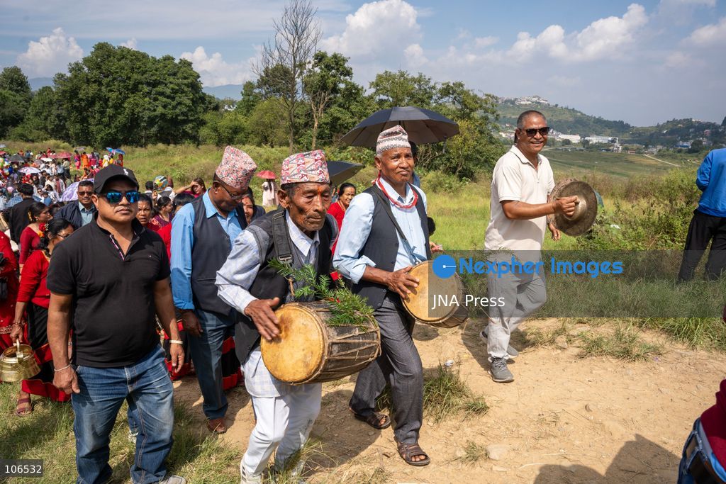 LALITPUR, NEPAL, OCTOBER 16, 2026: Members of the Rudrayani Guthi perform traditional masked dances during Sikali Jatra at the Sikali Temple in Khokana, Lalitpur. Fourteen dancers portray Hindu deities through ritual performances rooted in Tantric traditions. Dedicated to Goddess Rudrayani, the festival is observed by Khokana’s Newar community in place of mainstream Dashain celebrations. Photo by Ghanashyam Shrestha / JNA Press. (Photo by Ghanashyam Shrestha/JNA Press via Nexpher Images)