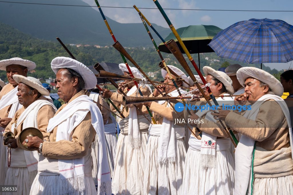 LALITPUR, NEPAL, OCTOBER 16, 2026: Members of the Rudrayani Guthi perform traditional masked dances during Sikali Jatra at the Sikali Temple in Khokana, Lalitpur. Fourteen dancers portray Hindu deities through ritual performances rooted in Tantric traditions. Dedicated to Goddess Rudrayani, the festival is observed by Khokana’s Newar community in place of mainstream Dashain celebrations. Photo by Ghanashyam Shrestha / JNA Press. (Photo by Ghanashyam Shrestha/JNA Press via Nexpher Images)