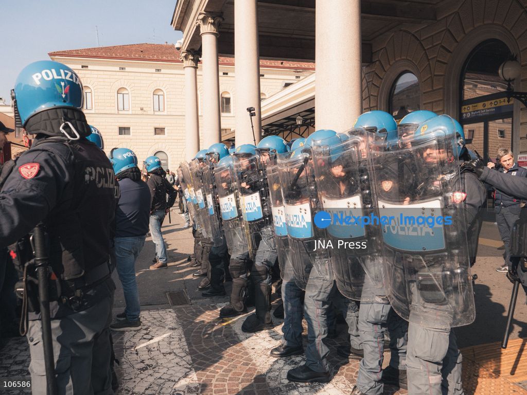 BOLOGNA, ITALY, OCTOBER 16, 2026: Students march through central Bologna demanding improved school conditions and greater investment in education rather than military spending, during a day of student demonstrations across Italy. Photo by Alessandro Del Bono / JNA Press. (Photo by alessandro del bono/JNA Press via Nexpher Images)