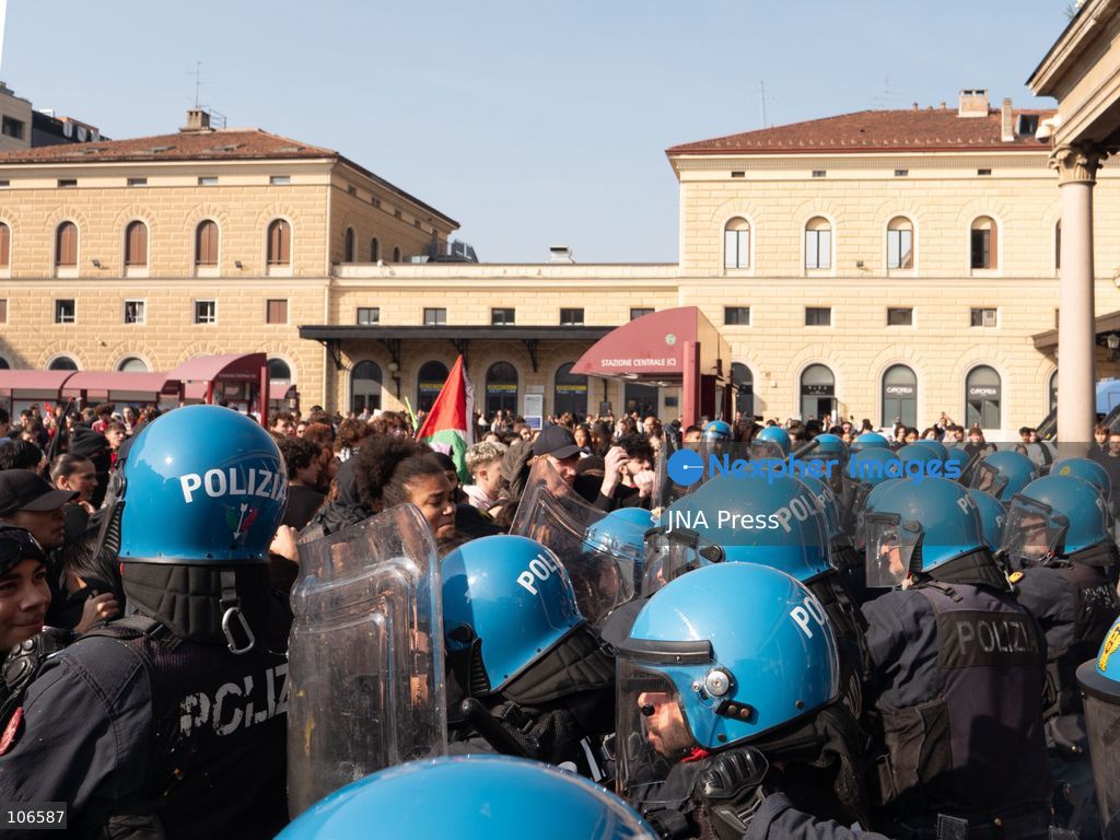 BOLOGNA, ITALY, OCTOBER 16, 2026: Students march through central Bologna demanding improved school conditions and greater investment in education rather than military spending, during a day of student demonstrations across Italy. Photo by Alessandro Del Bono / JNA Press. (Photo by alessandro del bono/JNA Press via Nexpher Images)
