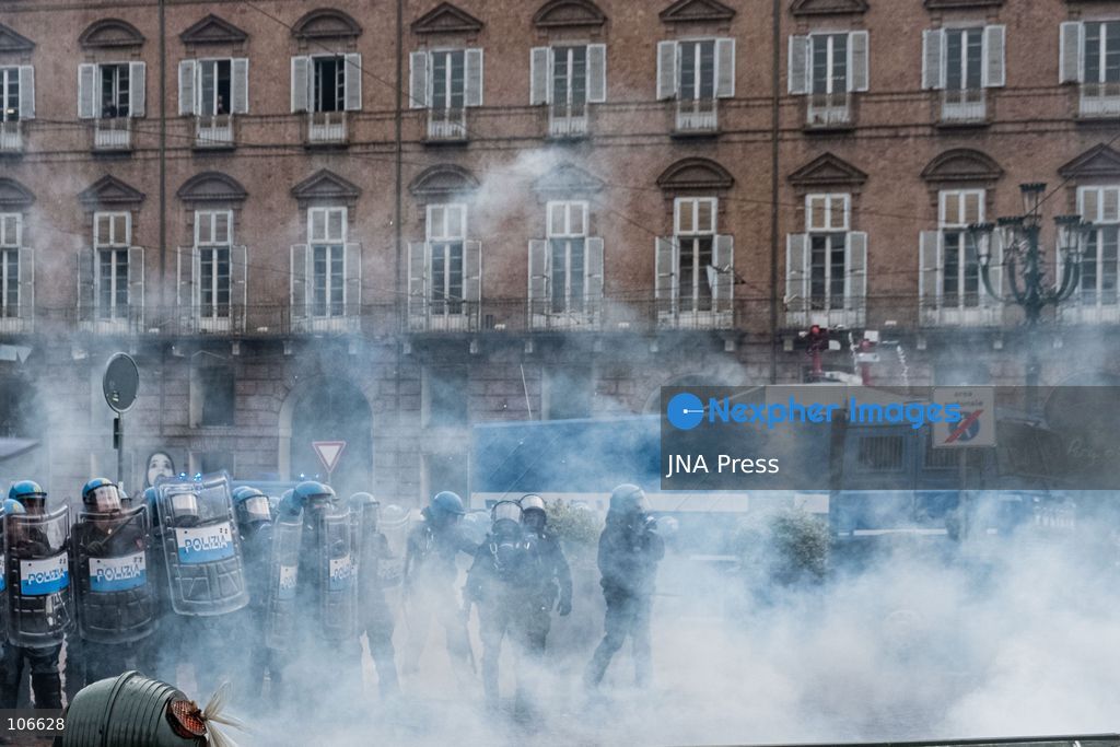 TURIN, ITALY, OCTOBER 16, 2026: Students demonstrate for improved school conditions and greater education funding following a wave of school occupations. Clashes erupt in Piazza Castello, where some demonstrators throw stones and police use water cannons, tear gas and baton charges. Teachers form human chains between students and officers during confrontations. The march ends at Palazzo Nuovo, part of the University of Turin. Photo by Camilla Baronetto / JNA Press. (Photo by Camilla Baronetto/JNA Press via Nexpher Images)