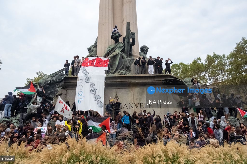 TURIN, ITALY, OCTOBER 16, 2026: Students demonstrate for improved school conditions and greater education funding following a wave of school occupations. Clashes erupt in Piazza Castello, where some demonstrators throw stones and police use water cannons, tear gas and baton charges. Teachers form human chains between students and officers during confrontations. The march ends at Palazzo Nuovo, part of the University of Turin. Photo by Camilla Baronetto / JNA Press. (Photo by Camilla Baronetto/JNA Press via Nexpher Images)