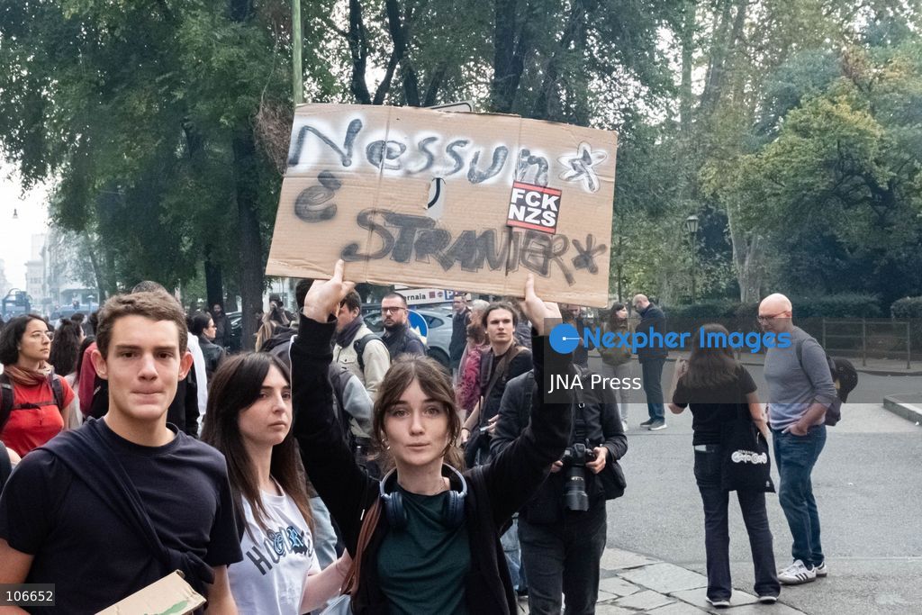 TURIN, ITALY, OCTOBER 16, 2026: Students demonstrate for improved school conditions and greater education funding following a wave of school occupations. Clashes erupt in Piazza Castello, where some demonstrators throw stones and police use water cannons, tear gas and baton charges. Teachers form human chains between students and officers during confrontations. The march ends at Palazzo Nuovo, part of the University of Turin. Photo by Camilla Baronetto / JNA Press. (Photo by Camilla Baronetto/JNA Press via Nexpher Images)