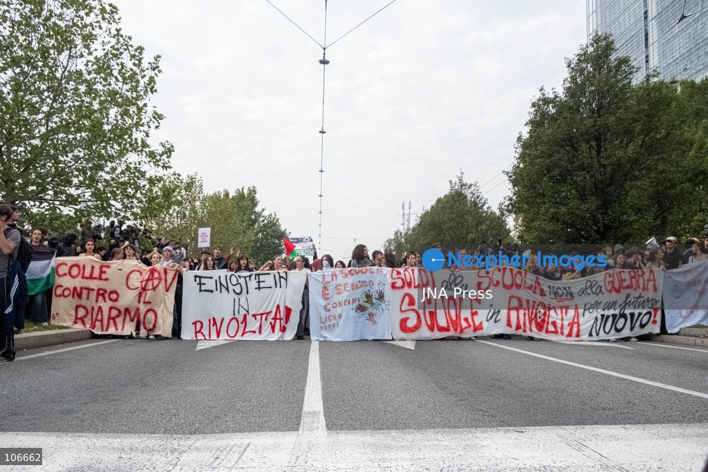 TURIN, ITALY, OCTOBER 16, 2026: Students demonstrate for improved school conditions and greater education funding following a wave of school occupations. Clashes erupt in Piazza Castello, where some demonstrators throw stones and police use water cannons, tear gas and baton charges. Teachers form human chains between students and officers during confrontations. The march ends at Palazzo Nuovo, part of the University of Turin. Photo by Camilla Baronetto / JNA Press. (Photo by Camilla Baronetto/JNA Press via Nexpher Images)