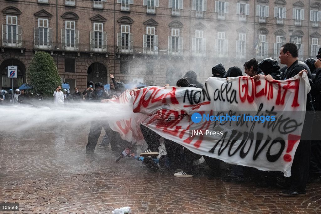 TURIN, ITALY, OCTOBER 16, 2026: Students demonstrate for improved school conditions and greater education funding following a wave of school occupations. Clashes erupt in Piazza Castello, where some demonstrators throw stones and police use water cannons, tear gas and baton charges. Teachers form human chains between students and officers during confrontations. The march ends at Palazzo Nuovo, part of the University of Turin. Photo by Camilla Baronetto / JNA Press. (Photo by Camilla Baronetto/JNA Press via Nexpher Images)
