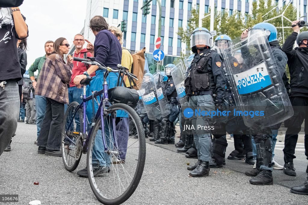 TURIN, ITALY, OCTOBER 16, 2026: Students demonstrate for improved school conditions and greater education funding following a wave of school occupations. Clashes erupt in Piazza Castello, where some demonstrators throw stones and police use water cannons, tear gas and baton charges. Teachers form human chains between students and officers during confrontations. The march ends at Palazzo Nuovo, part of the University of Turin. Photo by Camilla Baronetto / JNA Press. (Photo by Camilla Baronetto/JNA Press via Nexpher Images)