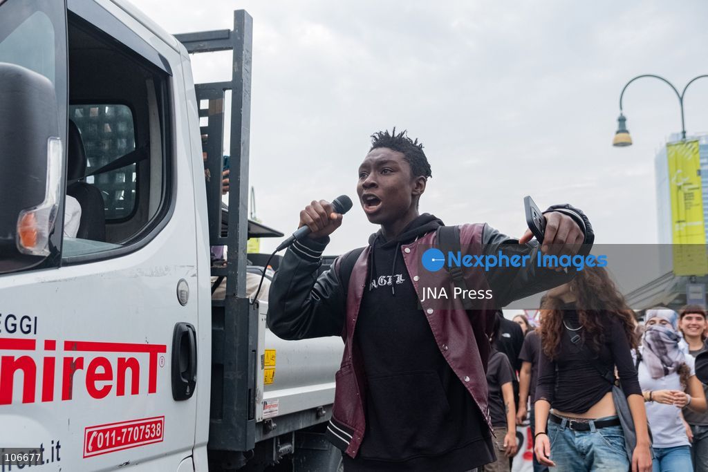 TURIN, ITALY, OCTOBER 16, 2026: Students demonstrate for improved school conditions and greater education funding following a wave of school occupations. Clashes erupt in Piazza Castello, where some demonstrators throw stones and police use water cannons, tear gas and baton charges. Teachers form human chains between students and officers during confrontations. The march ends at Palazzo Nuovo, part of the University of Turin. Photo by Camilla Baronetto / JNA Press. (Photo by Camilla Baronetto/JNA Press via Nexpher Images)