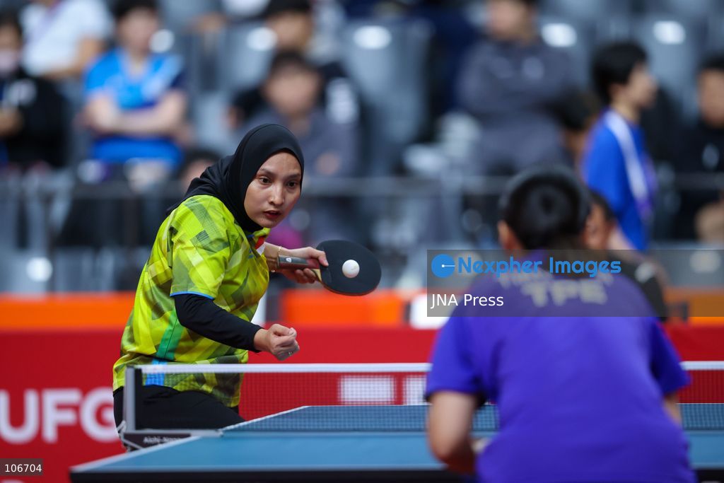 TOYOTA, JAPAN — OCTOBER 16, 2026: Indonesian para table tennis player Sella Dwi Radayana (left) competes against Taipei's Shiau-wen Tian during the women's singles Class 10 group A match at the 5th Asian Para Games Aichi-Nagoya 2026 at Sky Hall Toyota, Japan, Friday, October 16, 2026. Sella Dwi Radayana lost the match 6-11, 8-11, 7-11. Photo by Dwi Prasetya/JNA Press. (Photo by Dwi Prasetya/JNA Press via Nexpher Images)