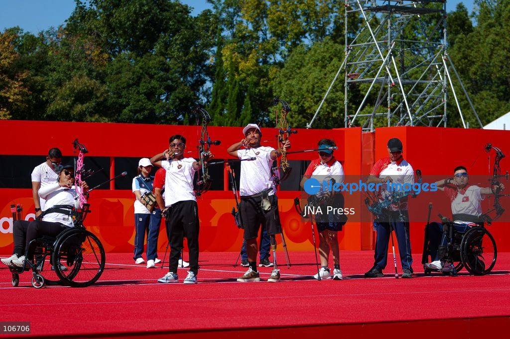 OKAZAKI, JAPAN — OCTOBER 15, 2026: Indonesian para archery athletes attend an official training session for the 5th Asian Para Games Aichi-Nagoya 2026 at Okazaki Chuo Sogo Park, Japan, Thursday, October 15, 2026. The Indonesian team is targeting two final berths across the nine events it is competing in. Photo by Dwi Prasetya/JNA Press. (Photo by Dwi Prasetya/JNA Press via Nexpher Images)